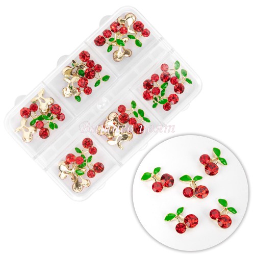Nail Art Decorations Box with Cherry rhinestones Декорация за нокти 30 броя